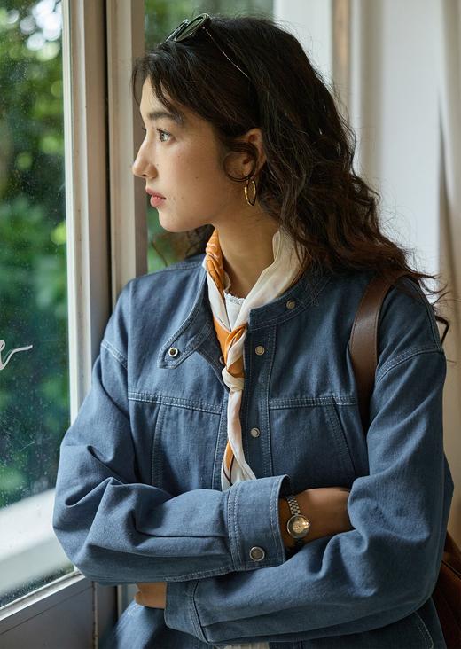 小众原单法式复古小立领牛仔夹克外套 商品图6