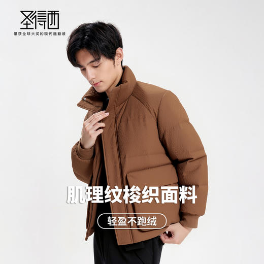 【含鸭绒】圣得西男士工装羽绒服2025秋季新款轻盈不跑绒立领外套 商品图2