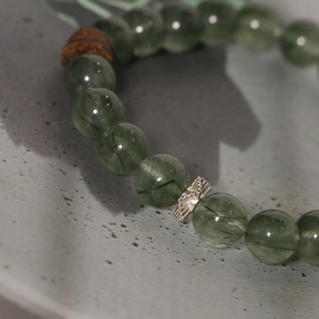 8mm 绿发晶+沉香 沉水奇楠片+非沉水奇楠6mm圆珠，925素银配件 商品图5