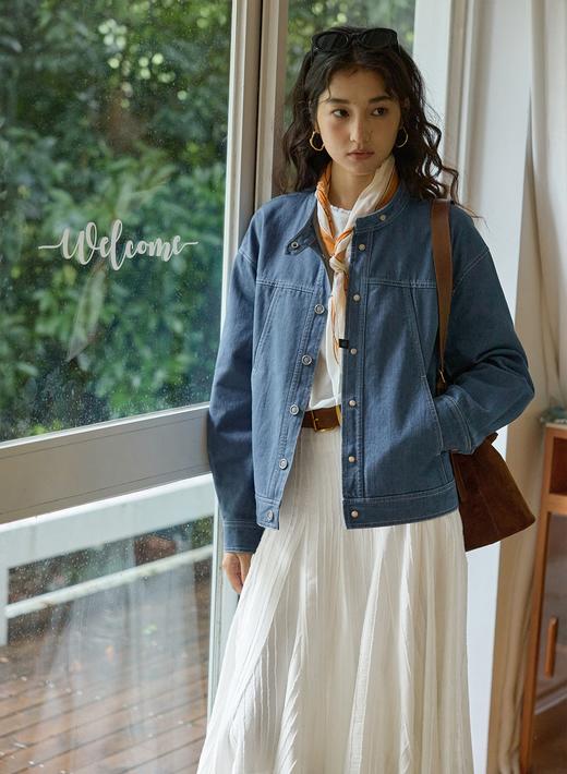 小众原单法式复古小立领牛仔夹克外套 商品图1