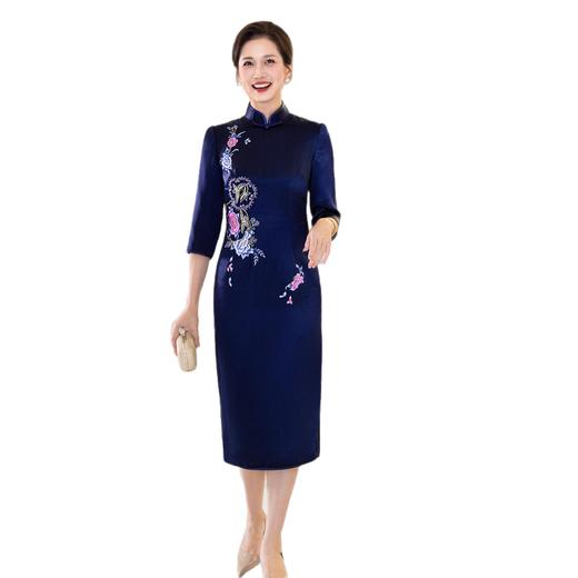 LHS C59新中式改良刺绣旗袍结婚礼服连衣裙 商品图4