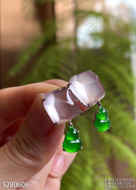 玻璃种粉紫罗兰随形耳坠【5280608】具体价格微信咨询 商品图6