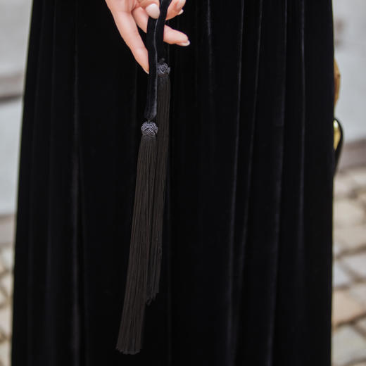 【林栖设计小店】真丝丝绒连衣裙绣花腰带国风2025秋冬新款女1954046 商品图5