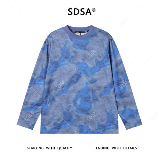 T4726SDSA男士秋冬新款痞帅男装韩版扎染撞色设计长袖T恤圆领百搭上衣 商品图1