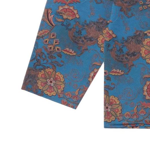 T4751SDSA男士秋冬新款痞帅男装轻奢撞色植物花卉长袖T恤百搭复古上衣 商品图4