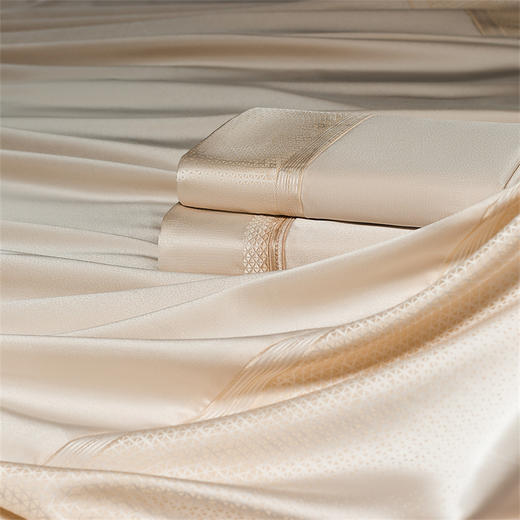 自然醒高精密臻丝缎四件套全棉纯棉刺绣简约纯色高级感被套床单四季通用床品GDS 商品图7