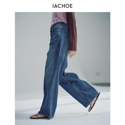 棉仓3661519002-侧缝收省复古阔腿牛仔裤 商品图3