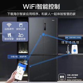 海尔冰箱511升十字双开门全空间保鲜科技EPP超净除菌一级能效双变频阻氧干湿分储大容量 511升+全空间保鲜科技+EPP净+阻氧干湿分储BCD-511WGHTD19X8U1