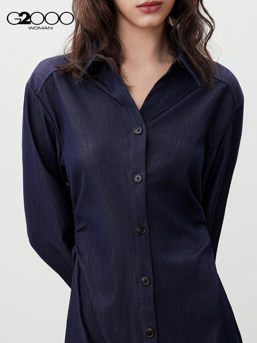 G2000【舒适弹性/仿牛仔布/商场新款】女装FW25休闲长袖连衣裙56232215 商品图2