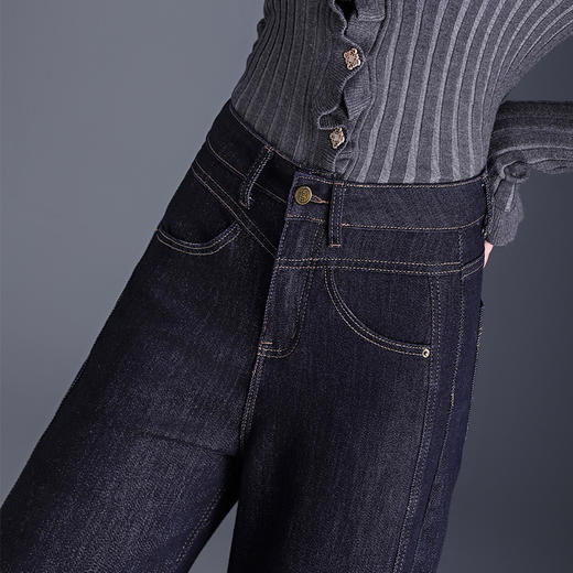 QYM  9570-Y丹宁色阔腿牛仔裤高腰宽松休闲垂感宽松直筒裤 商品图3