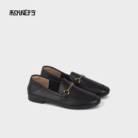 和诚行2025秋季新款时尚圆头金属扣舒适平底乐福鞋0810272