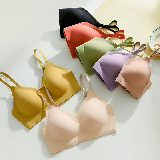 爱帝女士高弹无束缚文胸光面无痕无钢圈马卡龙内衣 商品图0
