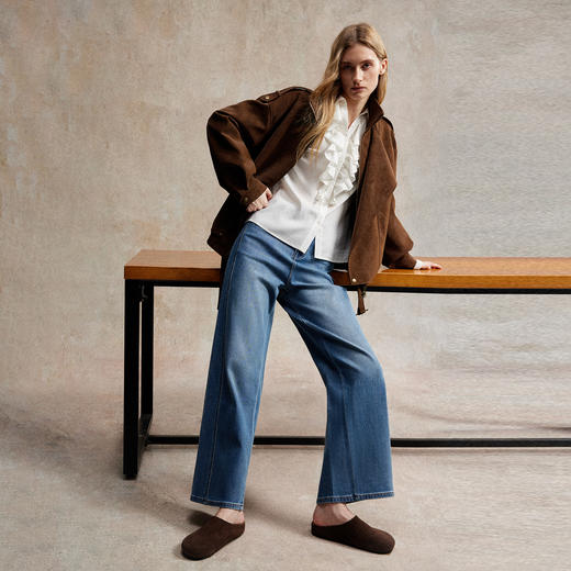 C+IMPRESS/西嘉仿麂皮绒夹克立领工装风短外套女士2025年秋季新款 商品图3