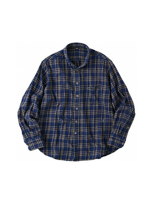 830-3  高端日系风 45R 海洋格纹 908棉质 海马刺绣 贴布口袋 长袖衬衫 商品图3