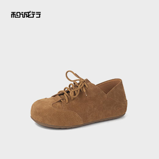 和诚行2025秋季新款时尚百搭圆头平底系带女式休闲鞋1930107 商品图1