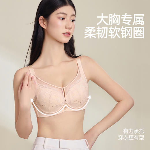 【商场同款】熳洁儿 弹性纸片杯文胸超薄大胸显小蕾丝镂空设计23201307 商品图3