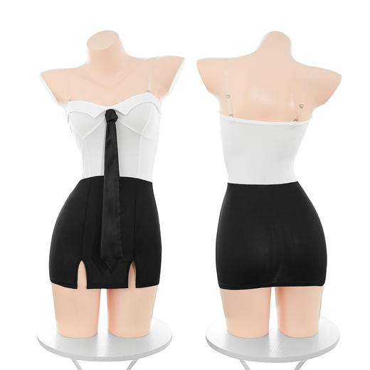 霏慕 热辣御姐气质抹胸连衣裙ZY104 情趣内衣禁欲教官套装扮演性感抹胸包臀裙制服诱惑调情 商品图10