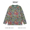 T4791SDSA男士秋冬新款痞帅男装时尚撞色花朵圆领长袖T恤扎染百搭上衣 商品缩略图1