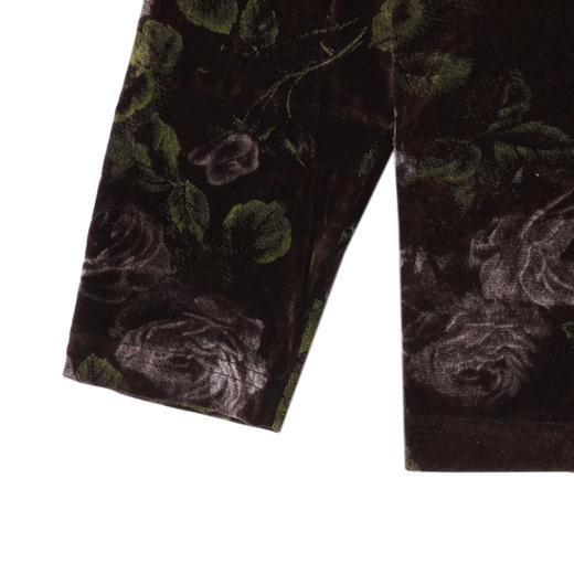 T4679SDSA男士秋冬新款痞帅男装复古植绒玫瑰印花圆领长袖T恤宽松上衣 商品图4