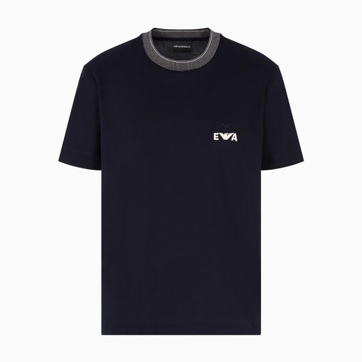 EMPORIO ARMANI 阿玛尼 男士 EA 徽标刺绣棉质圆领短袖T恤 深蓝色 EM002965 AF12955 UB118 商品图0