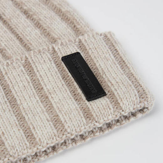 EMPORIO ARMANI 阿玛尼 男士徽标贴片羊毛针织帽 米色 EM003748 AF19897 M1179 商品图1