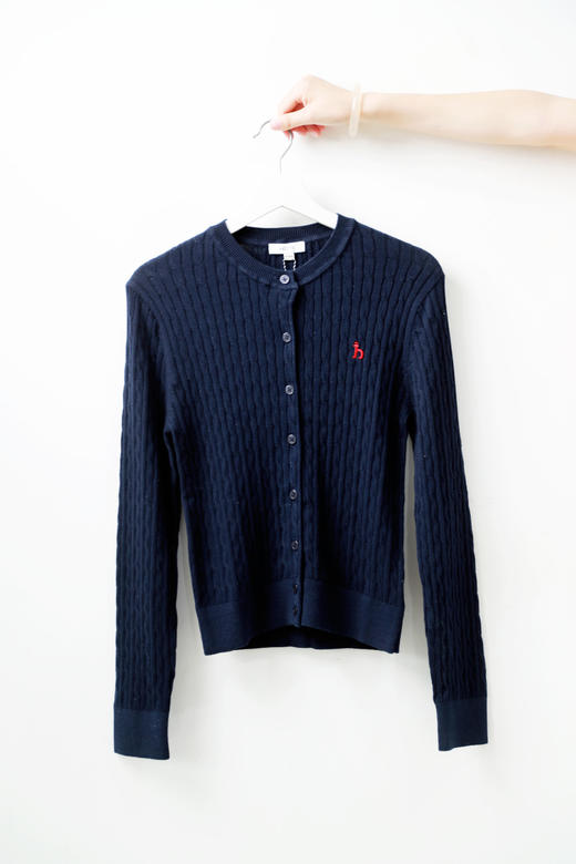 高尔夫绞花开衫，麻花针织毛衣。单排字母纽扣文艺针织衫C083060 商品图9