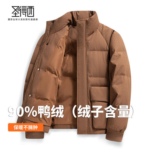 【含鸭绒】圣得西男士工装羽绒服2025秋季新款轻盈不跑绒立领外套 商品图3