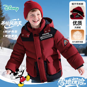 迪士尼宝宝羽绒外套秋冬新款男童可爱保暖连帽加厚羽绒服ZD4ES001