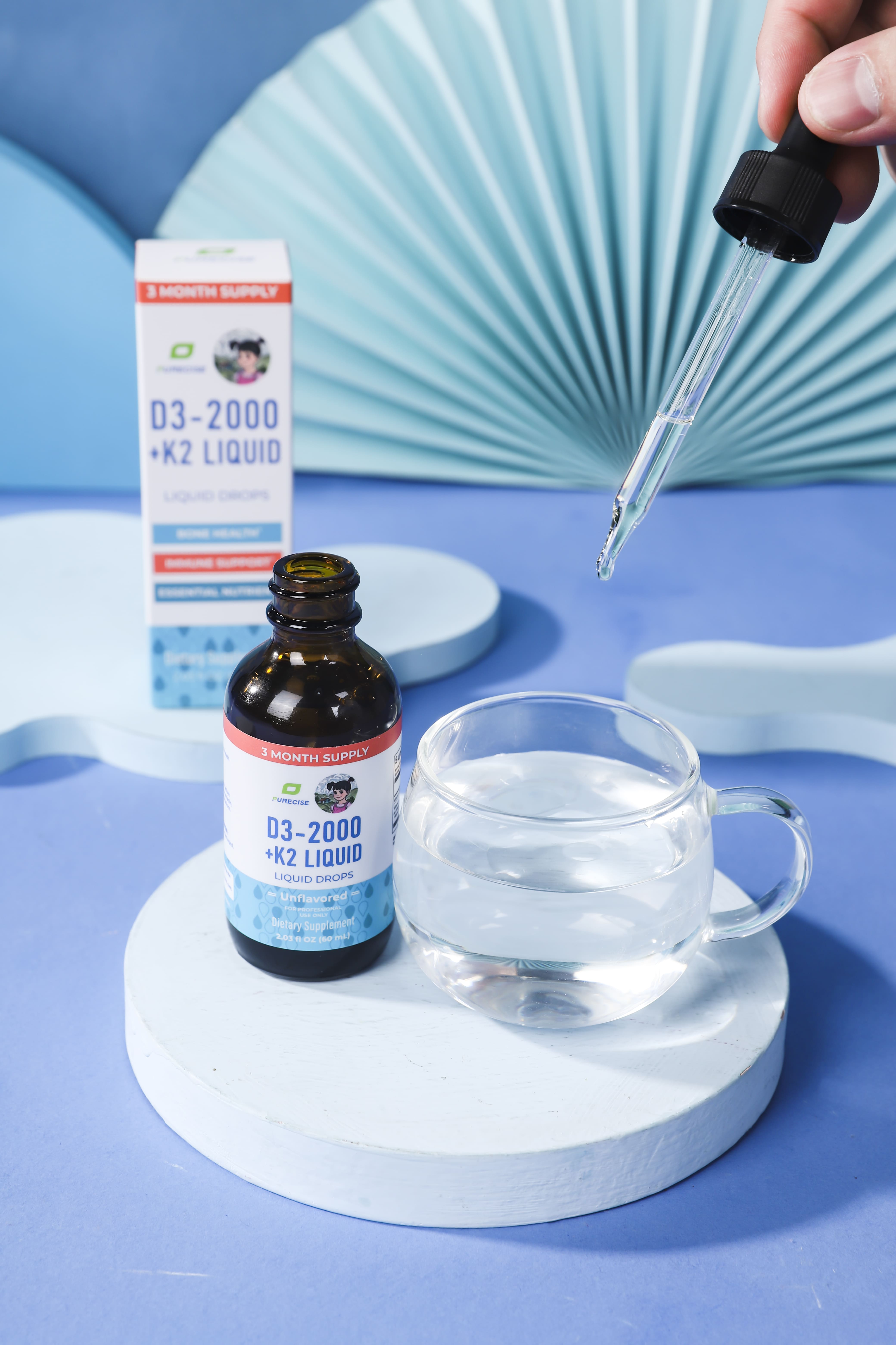 【香港仓发货 低致敏儿童专业维生素D+K1/K2滴剂】60ml 两个月剂量 每份含维生素D3 2000IU+ 120mcg维生素K2 专利MenoQ7®️和MK-4两种形式K2 甘油基底 引钙入骨