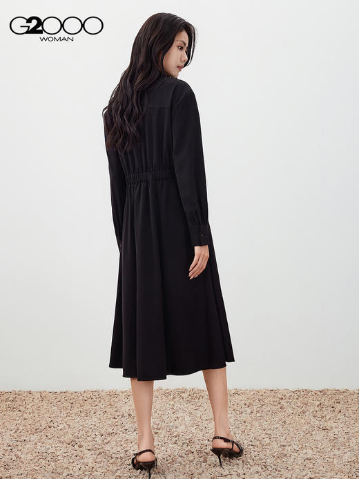 G2000【舒适弹性/商场新款】女装FW25垂坠感收腰显瘦长袖连衣裙56232096 商品图1
