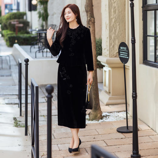 【林栖设计小店】真丝丝绒外套上衣复古钉花2025秋季新款衬衣1953074B 商品图1