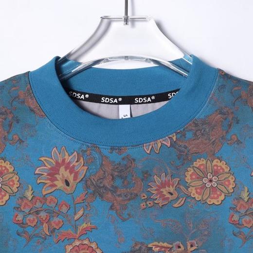 T4751SDSA男士秋冬新款痞帅男装轻奢撞色植物花卉长袖T恤百搭复古上衣 商品图2