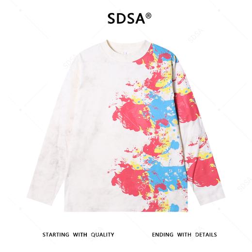 T4668SDSA男士秋冬新款痞帅男装潮牌满天星彩色印花圆领长袖T恤时尚潮 商品图1