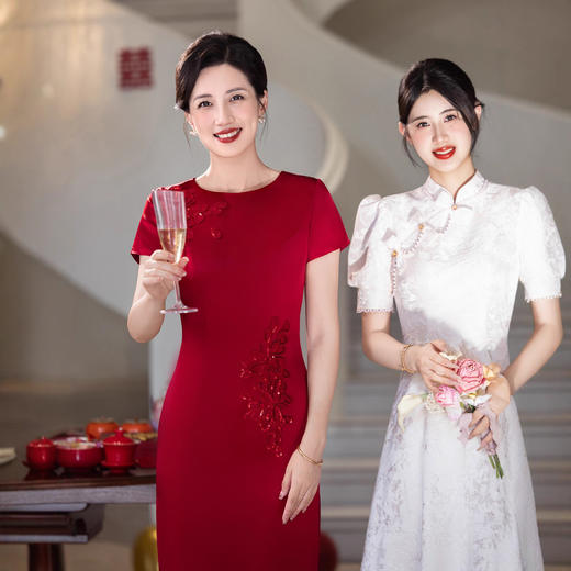 LHS 1043高级感喜婆婆旗袍妈妈婚礼国潮婚宴装结婚喜服气质 商品图2