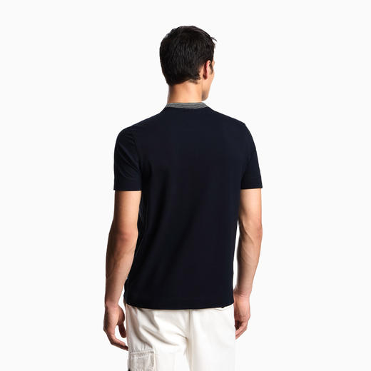 EMPORIO ARMANI 阿玛尼 男士 EA 徽标刺绣棉质圆领短袖T恤 深蓝色 EM002965 AF12955 UB118 商品图2