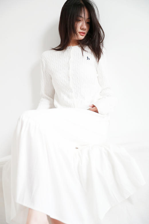 高尔夫绞花开衫，麻花针织毛衣。单排字母纽扣文艺针织衫C083060 商品图11