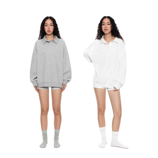 FDR旗舰店 亲肤透气翻领POLO长袖运动卫衣男女秋季宽松插肩袖上衣 商品图0