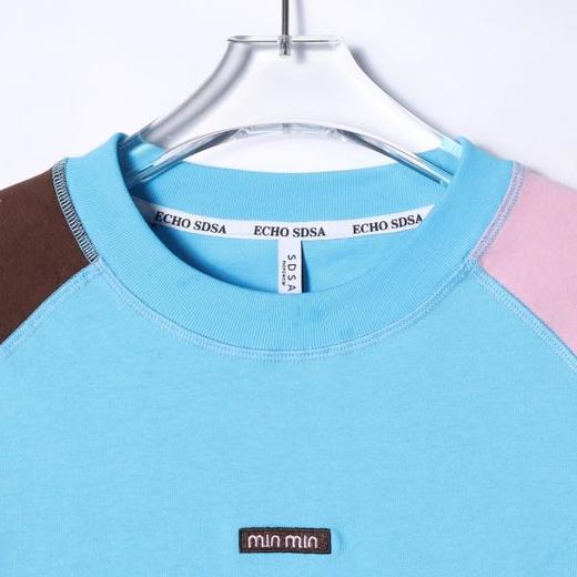 T4692SDSA男士秋冬新款痞帅男装拼色拼接圆领长袖T恤刺绣字母百搭上衣 商品图2