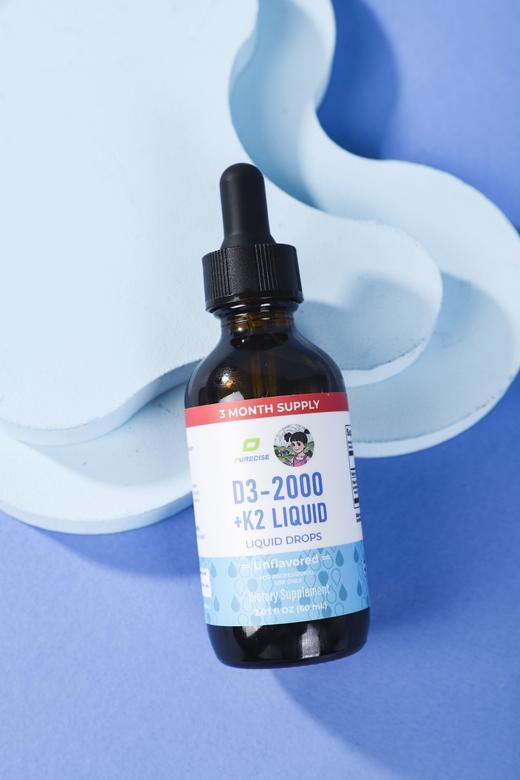 【香港仓发货 低致敏儿童专业维生素D+K1/K2滴剂】60ml 两个月剂量 每份含维生素D3 2000IU+ 120mcg维生素K2 专利MenoQ7®️和MK-4两种形式K2 甘油基底 引钙入骨 商品图8