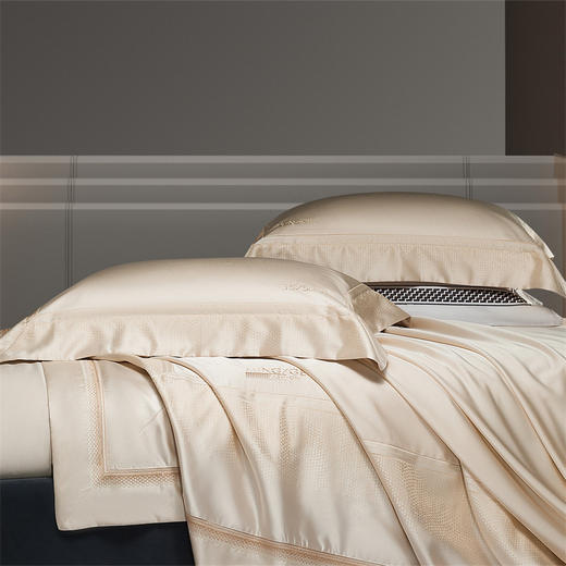 自然醒高精密臻丝缎四件套全棉纯棉刺绣简约纯色高级感被套床单四季通用床品GDS 商品图6