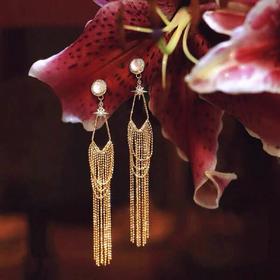 星光碎落 不规则高级感瀑布灵动流苏耳环设计感小众长款耳钉耳环