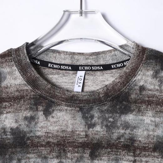 T4731SDSA男士秋冬新款痞帅男装潮牌扎染条纹圆领长袖T恤休闲舒适上衣 商品图2