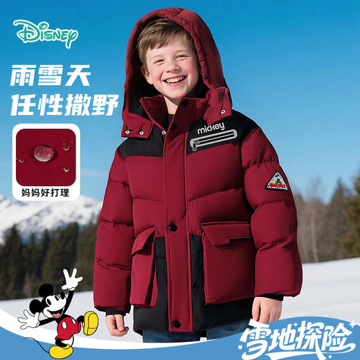 迪士尼宝宝羽绒外套秋冬新款男童可爱保暖连帽加厚羽绒服ZD4ES001 商品图2