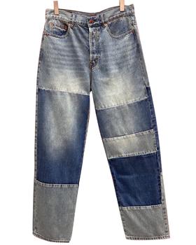 男款水洗拼接牛仔裤012