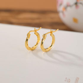 S925纯银镀金莫比乌斯，简约时尚中古风复古耳环CW-EJ00677