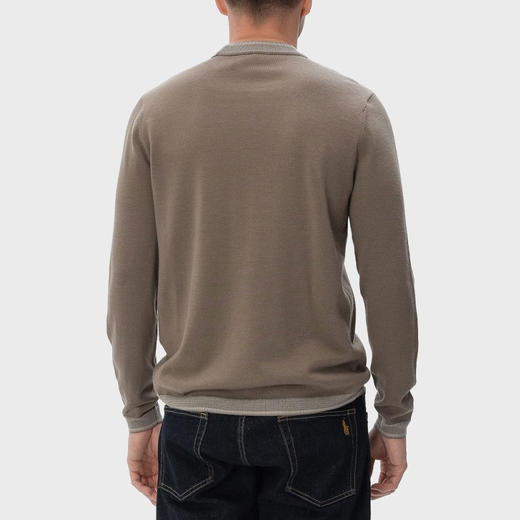 EMPORIO ARMANI 阿玛尼 男士 EA 徽标刺绣羊毛圆领长袖针织衫 驼色 EM003387 AF14697 U6189 商品图1