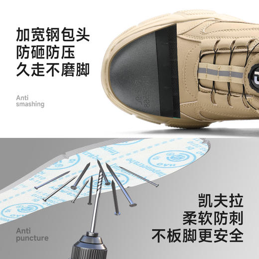 工装系列劳保鞋防砸防刺穿钢包头凯夫拉EVA大底轻便舒适柔软 商品图5