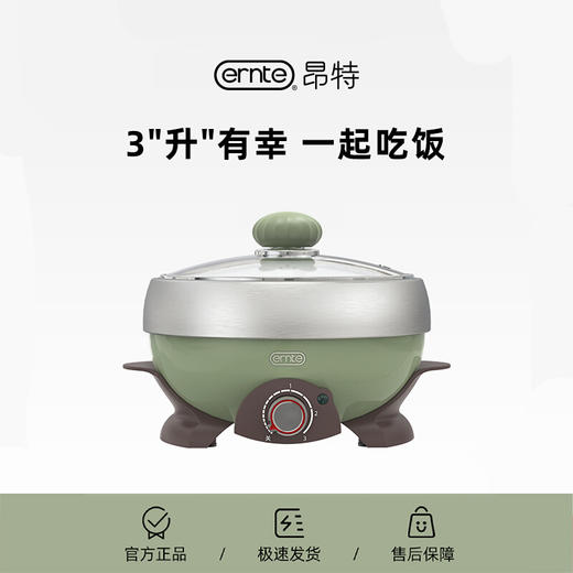 ERNTE昂特小绿锅多功能电火锅3升小型家庭电煮锅 商品图0