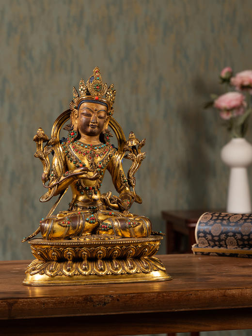 清	铜鎏金嵌宝石金刚萨锤 商品图0