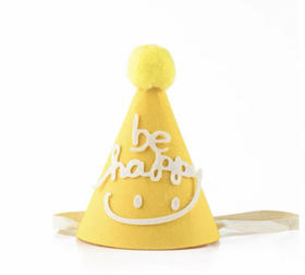 黄色毛毛球生日帽